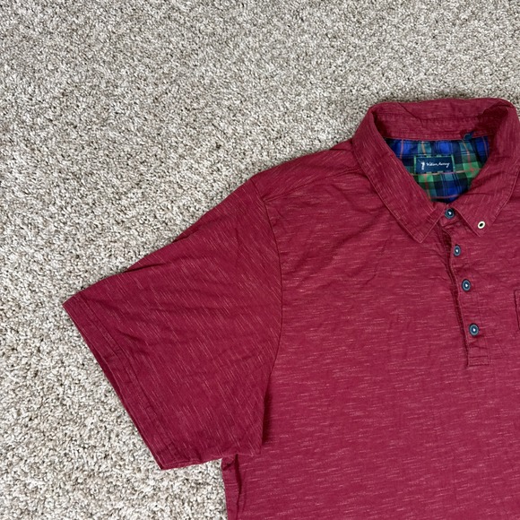 William Murray Polo Shirt Mens XL Red Heather Knit Plaid Trim Short Sleeve Golf - Picture 4 of 11